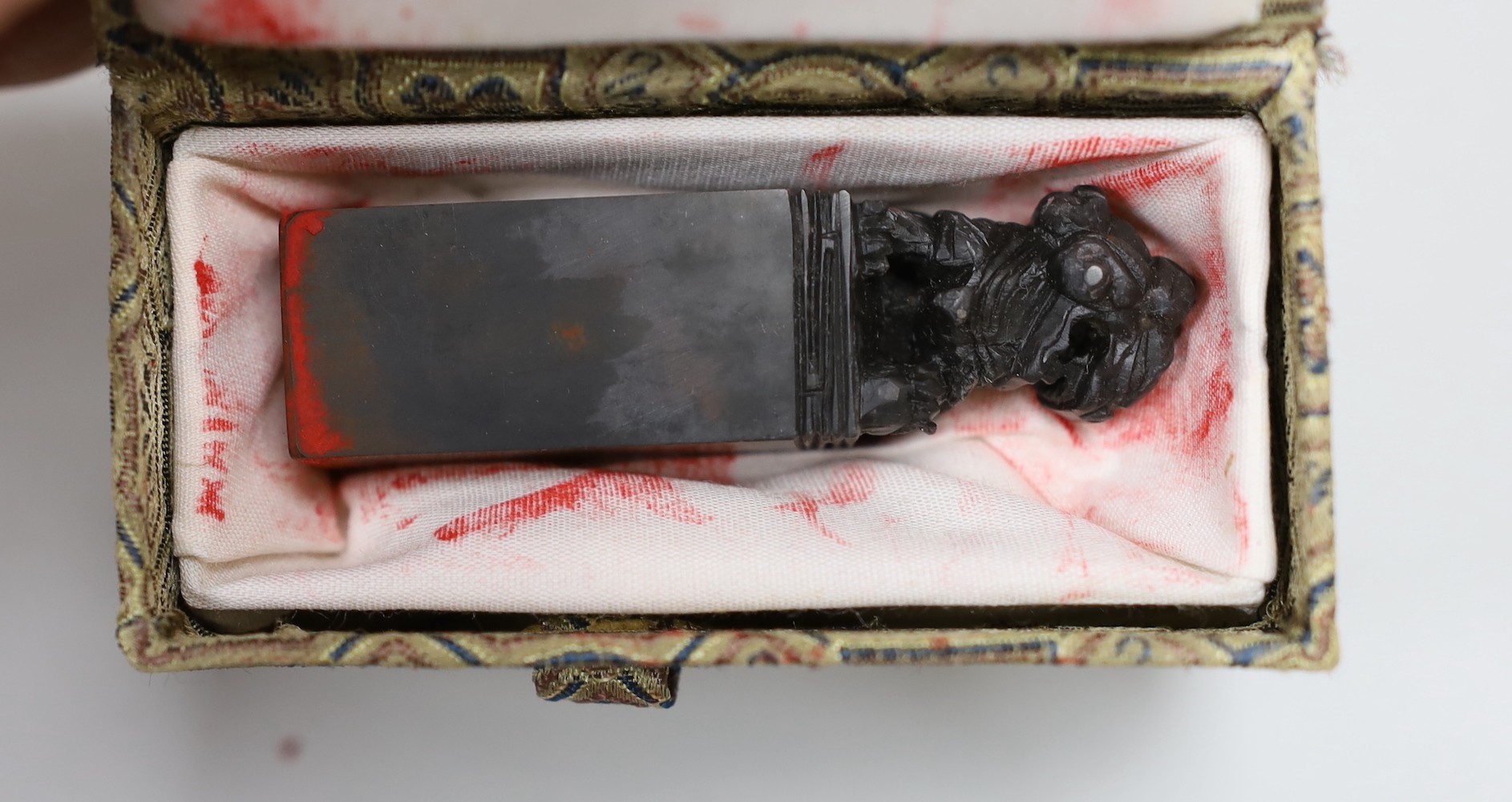 A group of various glass, hardstone etc. desk seals, to include a Chinese soapstone seal